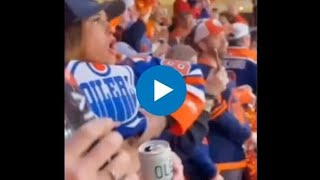 oilers fan flashes crowd nhl video  ice hockey fan goes viral after flashing  oilers fan flashes [upl. by Meade]