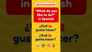 How to say WHAT DO YOU LIKE TO DO in Spanish spanishlessons spanishlanguagelearning [upl. by Assilen315]