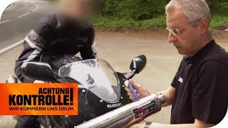 Verbotener Auspuff Motorrad doppelt so laut wie erlaubt  Achtung Kontrolle  kabel eins [upl. by Ingmar208]