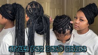 13 EASY Ways To Style Boho Knotless Braids [upl. by Ahsam]