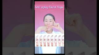 Antiaging facial yoga for full apple cheeks and nasolabia folds💘faceyoga glowingskin yogashorts [upl. by Neelehtak286]