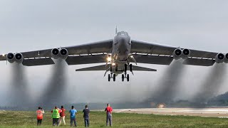 US Pilot Throttles B52 Engines to Their Limits During Scary Smoky Takeoffs [upl. by Gerius180]