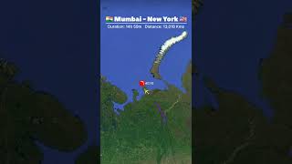 MUMBAI to NEW YORK Flight Route [upl. by Calmas]