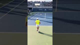 Jumping BH dropper by Matteo Gigante brings in opponent for the easy finish tennis usopen atp [upl. by Ydda]