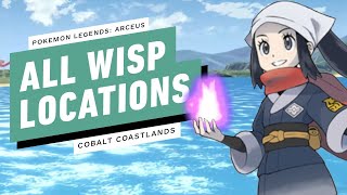 Pokemon Legends Arceus  All Wisp Locations Cobalt Coastlands [upl. by Hodge]