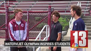 Watervliet high schoolers cheer on coach at Paris Olympics [upl. by Cyndia]