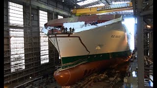 4K  Irish Ferries Newbuild WBYEATS Naming  Launching Ceremomy at FSG Flensburg [upl. by Miltie]