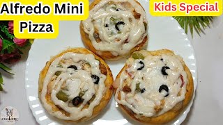 Chicken Alfredo Mini Pizza  Alfredo Pizza  Pizza Dough  White Pizza Sauce  Alfredo Pizza Recipe [upl. by Surad]