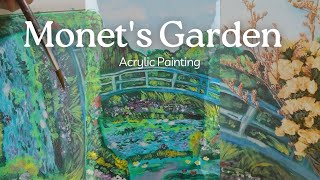 Monets Garden 🌿🌷  Recreating and learning ♡ Acrylic Painting  JJs World [upl. by Neladgam]