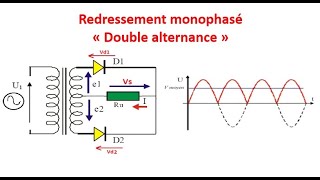 Redressement double alternance par transformateur point milieu [upl. by Sabian751]