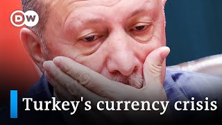 Turkish lira at record low puts Erdogan under pressure  DW News [upl. by Etteluap]