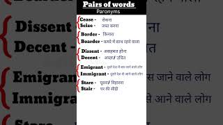 Pairs of words paronyms with meaning how to learn Vocabulary how to speak english ielts [upl. by Oiluj]