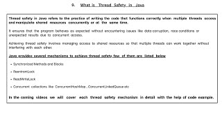 09JavaThreadSafetyMultithreading java multithreading synchronization [upl. by Eetnuahs]