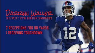 Darren Waller Every Target and Catch vs Washington Commanders  2023 Week 7  Fantasy Football Film [upl. by Julienne]