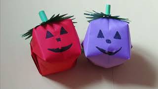 Diy  Decoratiuni de Halloween dovleci din hartie colorata Origami 🎃🎃🎃🎃 [upl. by Carmel795]