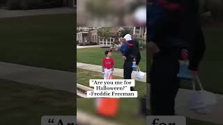 When Freddie Freeman found a kid dressed up as him for Halloween 🙌🎃 via chelseafreemanTT shorts [upl. by Hannavas]