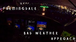 4K  Pilots View  Bad Weather Approach at Night into Farmingdale NY [upl. by Gregory591]