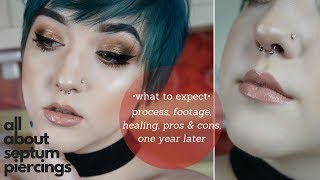 Septum Piercing 101 Process Footage AftercareHealing Pros and Cons What to Expect [upl. by Lupee]