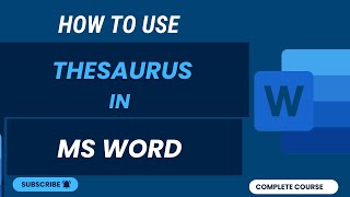 Thesaurus In Ms Word  Ms Word Full Course  Lecture No 51 [upl. by Krasner]