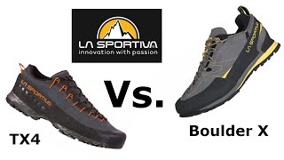 La Sportiva TX4 vs Boulder X  Unboxing and comparison [upl. by Alil538]