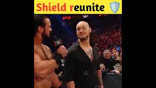 Roman Reigns Seth Rollins and Dean Ambrose reunite as The Shield shorts wwe [upl. by Naujak]