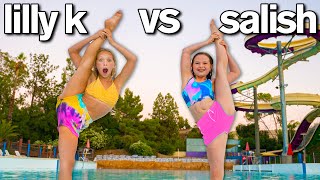 LAST TO LEAVE WATER PARK My Daughter vs Lilly K Extreme Gymnastics Challenge [upl. by Akenehs]