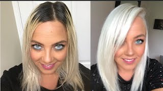 HOW TO  DIY  ICY WHITE PLATINUM BLONDE  NO DAMAGE  USING OLAPLEX [upl. by Culver]