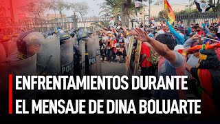 PNP Y MANIFESTANTES se ENFRENTARON en la AV ABANCAY durante MENSAJE de Dina BOLUARTE  LR [upl. by Owiat]