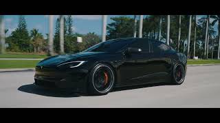 Slammed Tesla Plaid  21quot Incurve Forged  Concave Wheels [upl. by Klos]