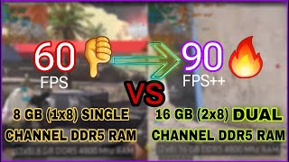 1x8GB 8 GB DDR5 vs 2x8GB 16 GB DDR5 RAM in 2023  Single vs Dual Channel  HUGE FPS DIFFERENCE🤯 [upl. by Davidoff]