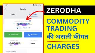 Zerodha Me Commodity Brokerage Charges  Commodity Trading Charges in Zerodha [upl. by Niletac]