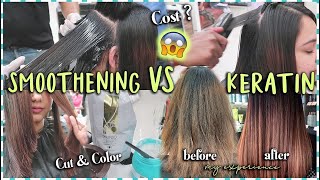 Smoothening vs Keratin Hair Treatment  My Experience  Cost Procedure amp New Colour ThatQuirkyMiss [upl. by Netfa]