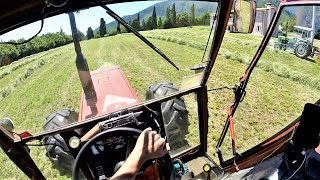 Cab View  Fiatagri 11090  Gallignani 9250 SL  Baling Hay [upl. by Graf]