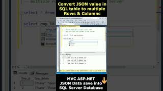 Convert JSON data values into Table rows and columns sqlserver json [upl. by Jess]