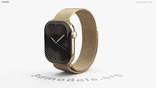 Apple Watch 10 Gold Titanium Case with Milanese Loop 42mm 3D model by 3DModelsorg [upl. by Karli]