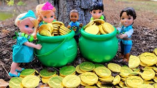 Saint Patricks Day 2023  Elsa amp Anna toddlers  gold coins  Barbie  crafts [upl. by Jolenta861]