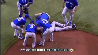 Blue Jays vs Rays JA Happ Hit In Head [upl. by Carrillo]