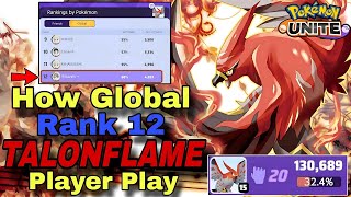 How Global Rank 12 TALONFLAME Player Play FLY TALONFLAME  Fly  Aerial Ace  Pokemon Unite [upl. by Nidnal]