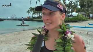 Ironman Hawaii 2014 Daniela Ryf 2 Platz im Zielinterview [upl. by Annadroj194]