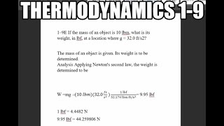 Thermodynamics 19 If the mass of an object is 10 lbm what is its weight in lbf at a location [upl. by Reltuc]