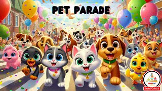 Pet Animals Names with Pictures  Pet Animals with Pictures  Pet Parade pets kidssongs singalong [upl. by Dimphia]