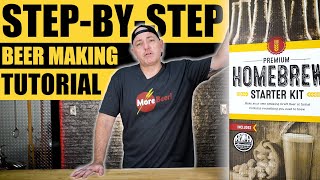 How to MAKE BEER at Home  MoreBeer Premium Homebrew Starter Kit  Beer Brewing Demo for Beginners [upl. by Alhak]