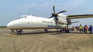 Congo takeoff and landing Brazzaville to Ouesso Xian MA60 [upl. by Eentirb]