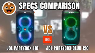 JBL PARTYBOX CLUB 120 vs JBL PARTYBOX 110 Specs Comparison  BrownChocoMilkBoy [upl. by Assirak996]