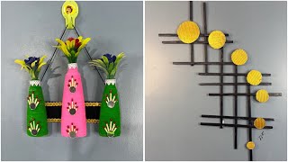 DIY Wall Hanging Craft Ideas  Easy Bottle Vase and Modern Art Design Tutorial [upl. by Doerrer]