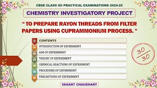 CBSE Class 12 Chemistry Investigatory Project  Preparation of Rayon Thread  Vasant Chaudhary [upl. by Lu927]