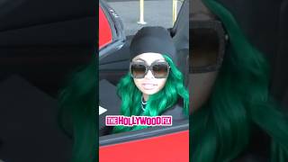 Blac Chyna Is In A Festive Mood With Green Hair amp A Red Ferrari While Shopping In Beverly Hills CA [upl. by Nathanial902]