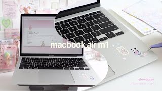 unboxing macbook air m1 in 2024 silver 💻  soft aesthetic sticker deco sonny hipper ft benks [upl. by Neeham]