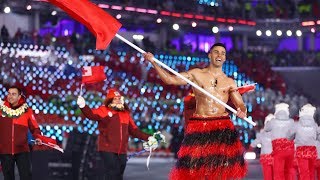 Shirtless Oiled Flag Bearer Braves Frigid Weather For Olympics Opening Ceremony [upl. by Lednyk939]