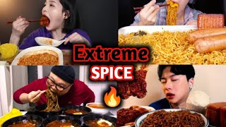 Extreme Spicy Noodles compilation 🔥😧Mukbangers living their last bites😧 😯 [upl. by Angelis]